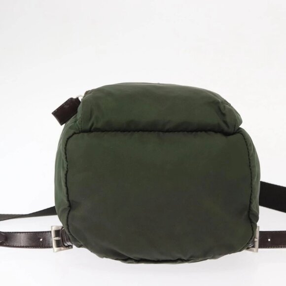 PRADA Backpack Nylon Khaki Silver Auth BA7769 main image 5